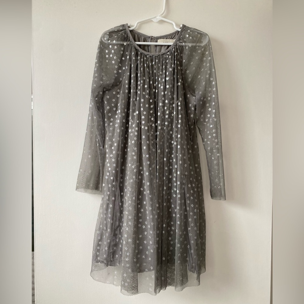 Stella McCartney Kids Silver Grey Metallic Star Tulle Dress - Size 8